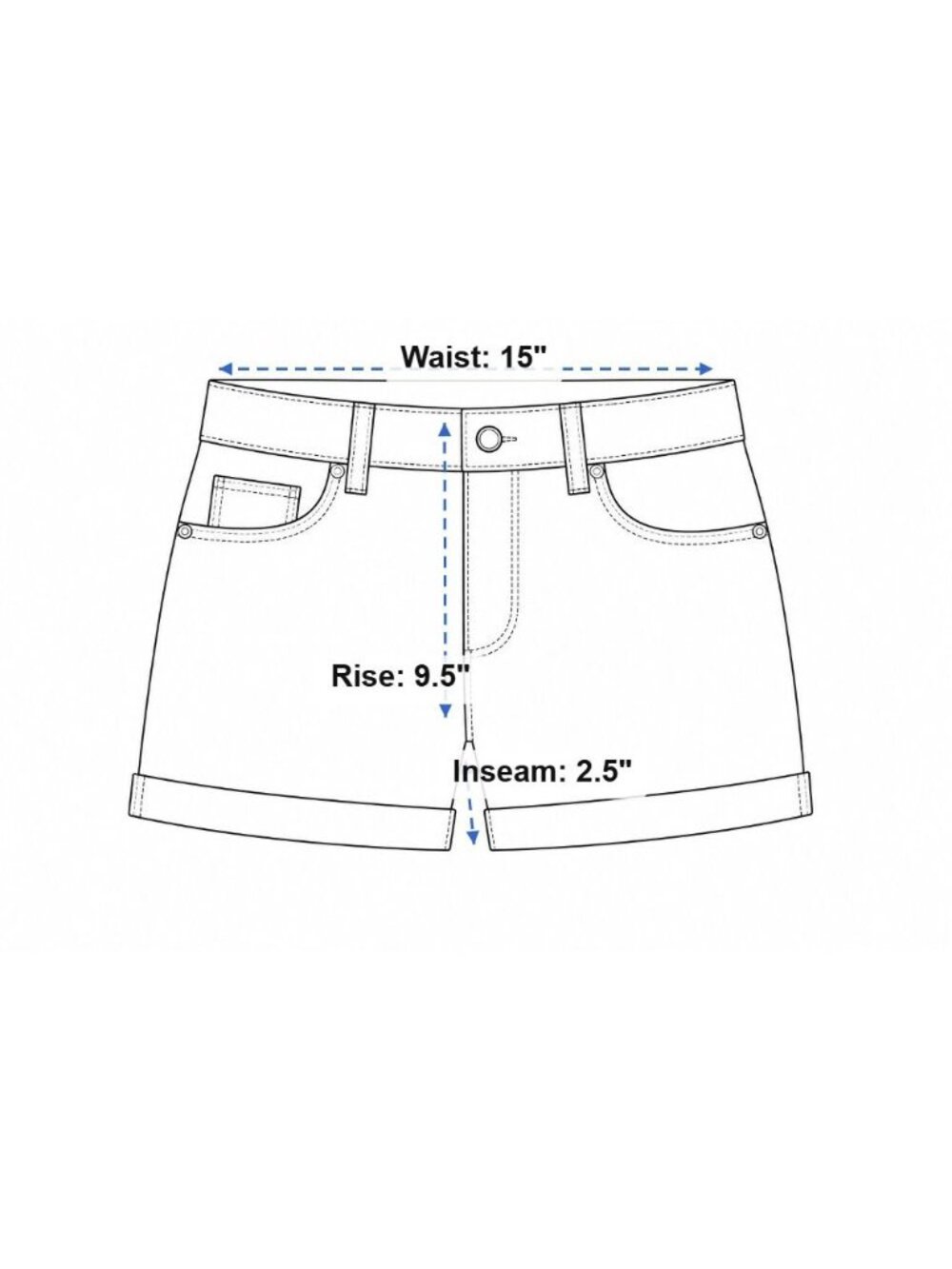 No Boundaries Womens Mid Rise Denim Shorts Button Fly Size 13 Blue Stretchy - Picture 5 of 5